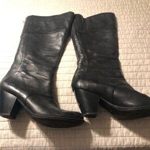 Black leather boots